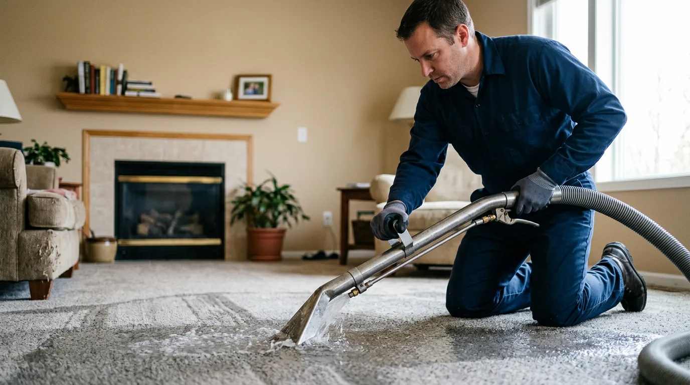 Water damage restoration technician working near Ashippun, WI